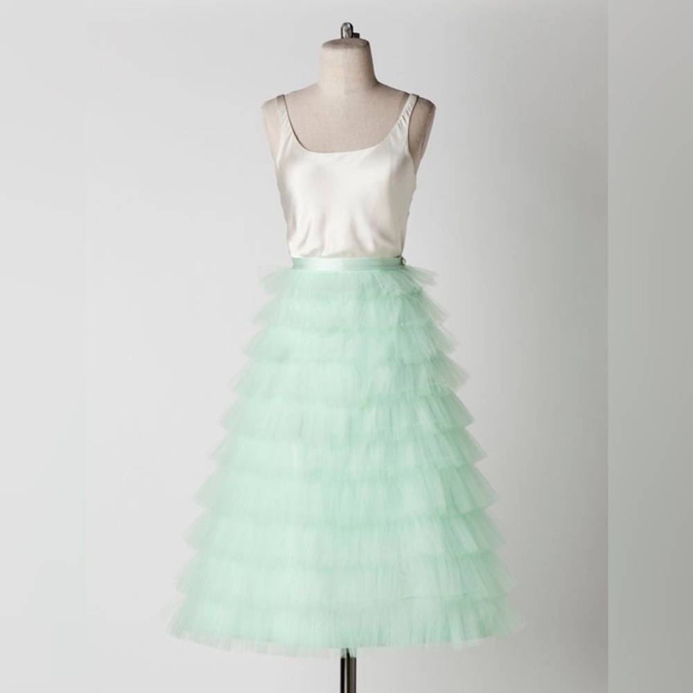 BHLDN Light Green Layered Tulle Skirt